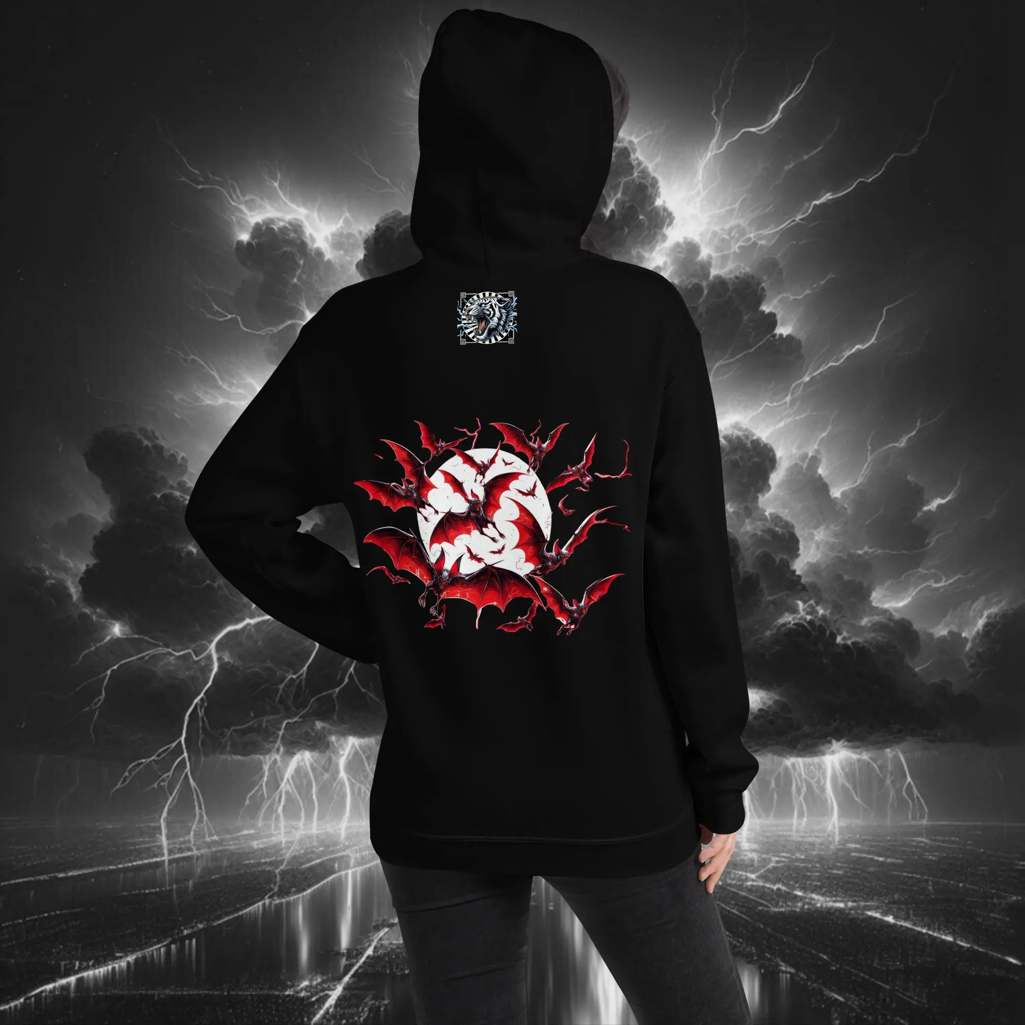 Vampiress Eclipse – Unisex Hoodie Black (Back Model)