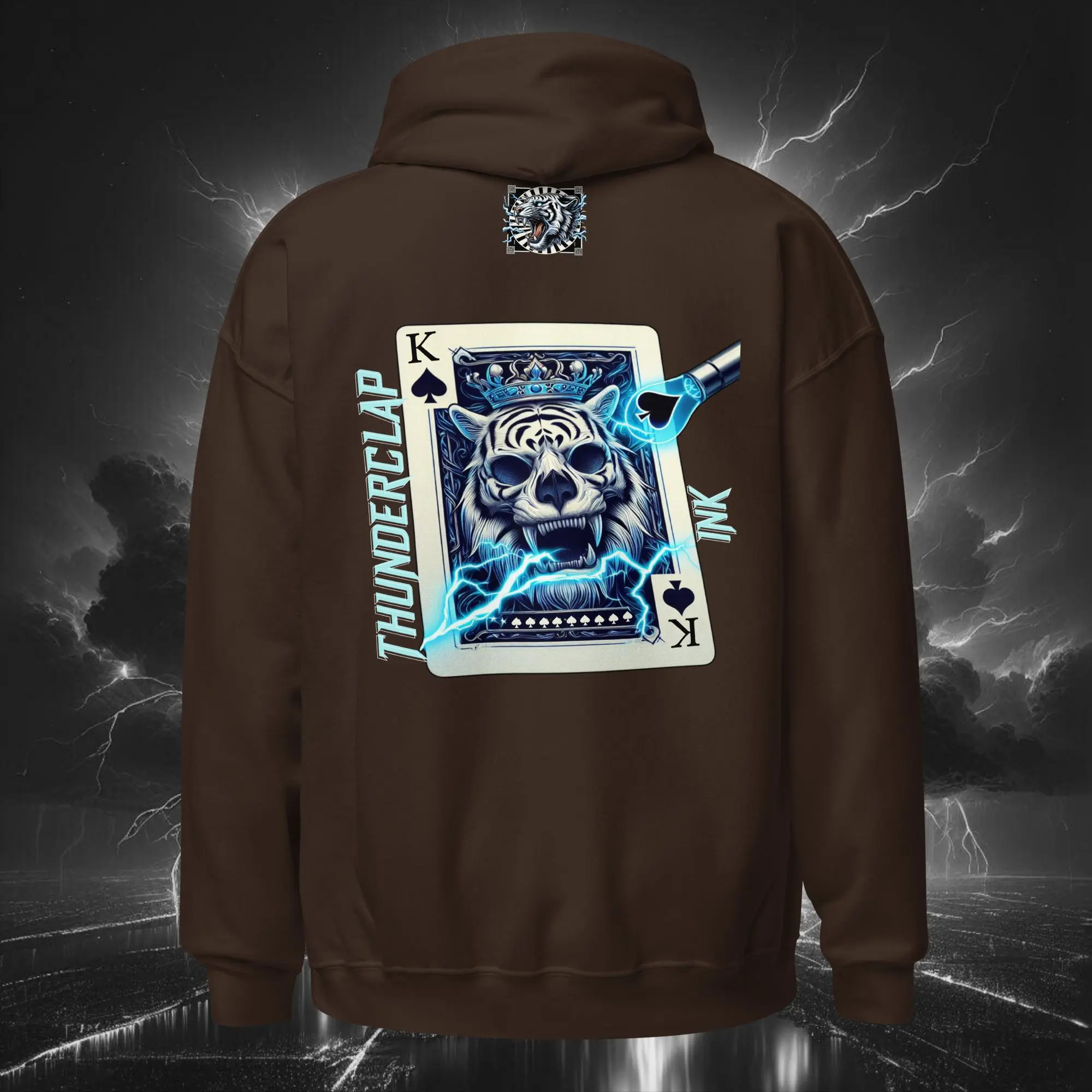 Electric Bubble King of Spades Tiger - Unisex Hoodie (Dark Collection) - Image 5