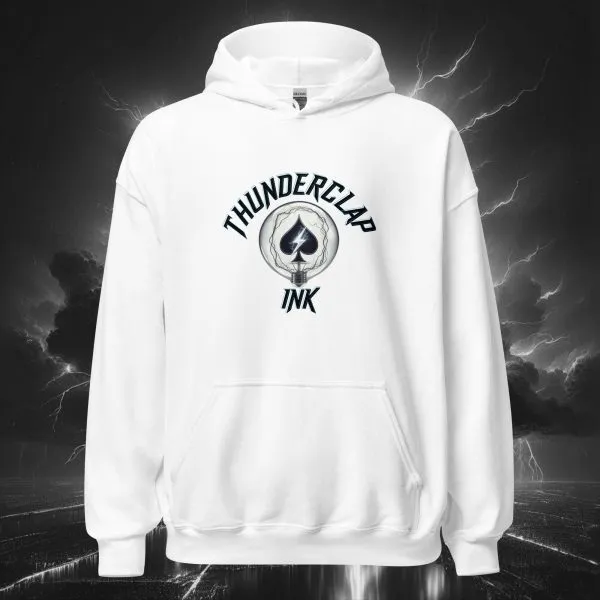 Electric Bubble King of Spades Tiger – Unisex Hoodie (Light Collection) White Front