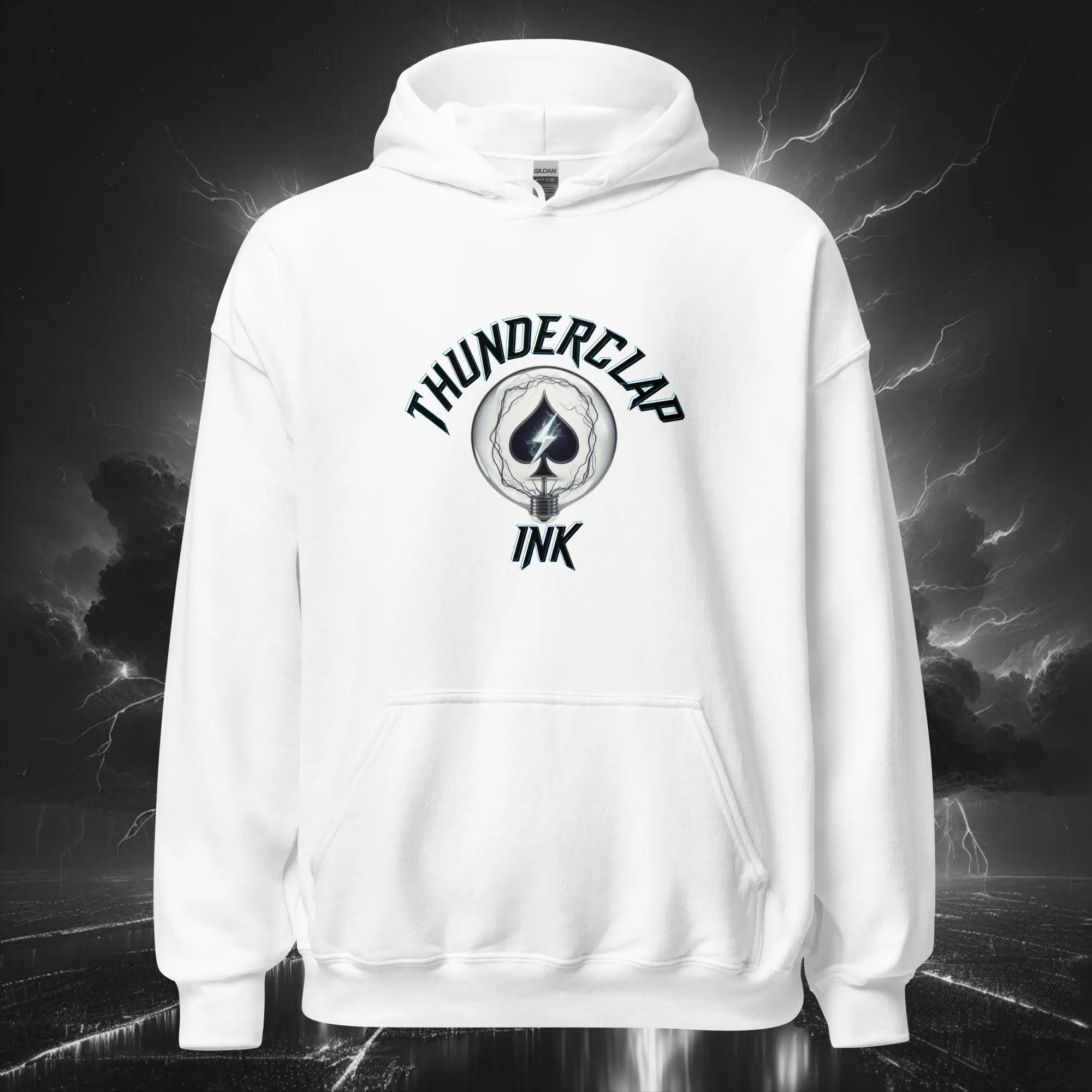 Electric Bubble King of Spades Tiger – Unisex Hoodie (Light Collection) White Front