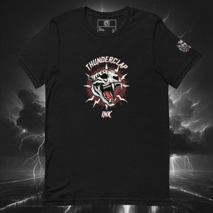 "Rising White Tiger Skull" T-Shirt Front Black