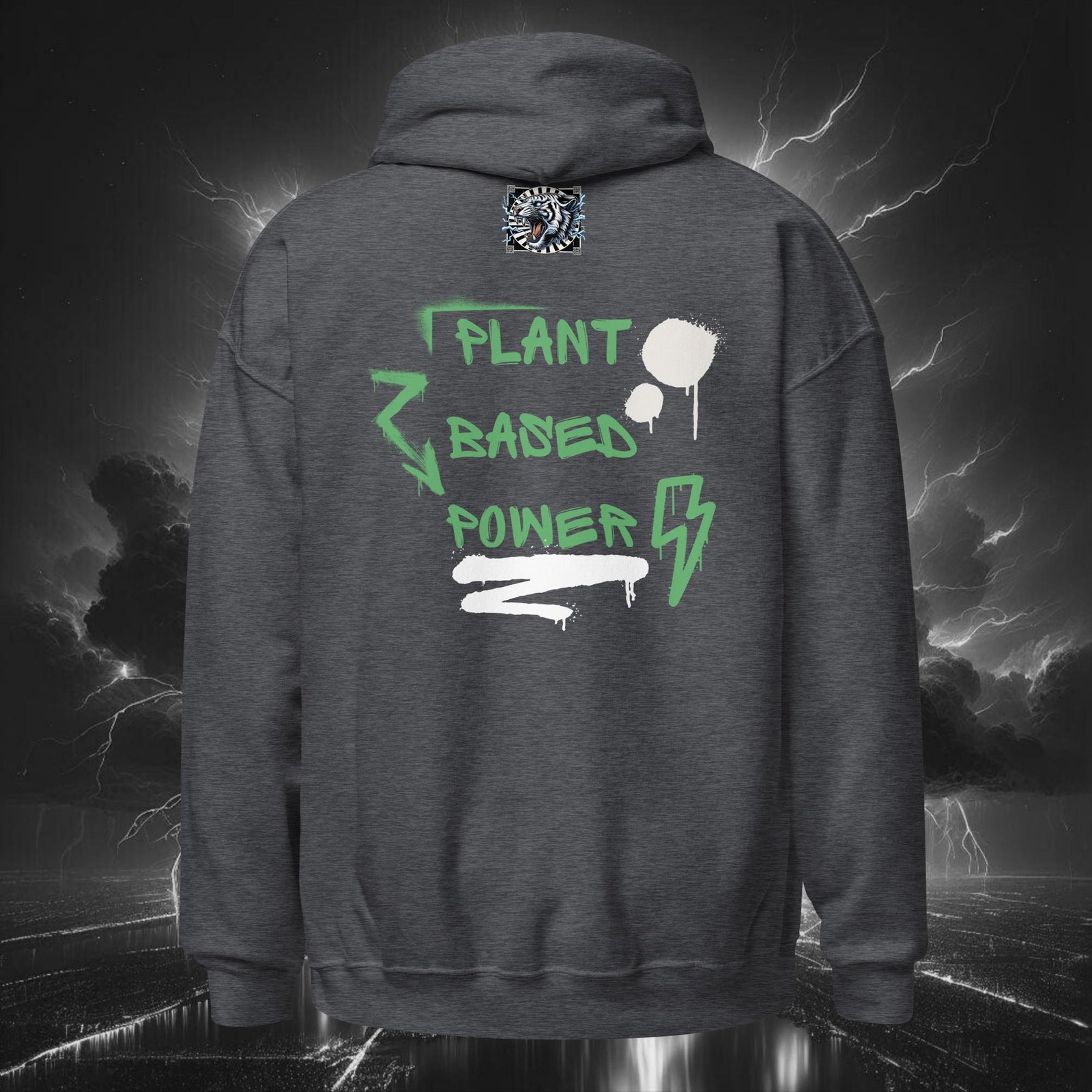 Plant Based Gorilla – Unisex Hoodie Dark Heather (Back)