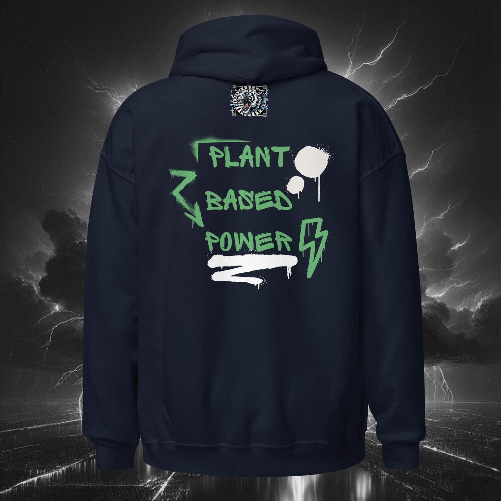 Plant Based Gorilla – Unisex Hoodie Navy (Back)