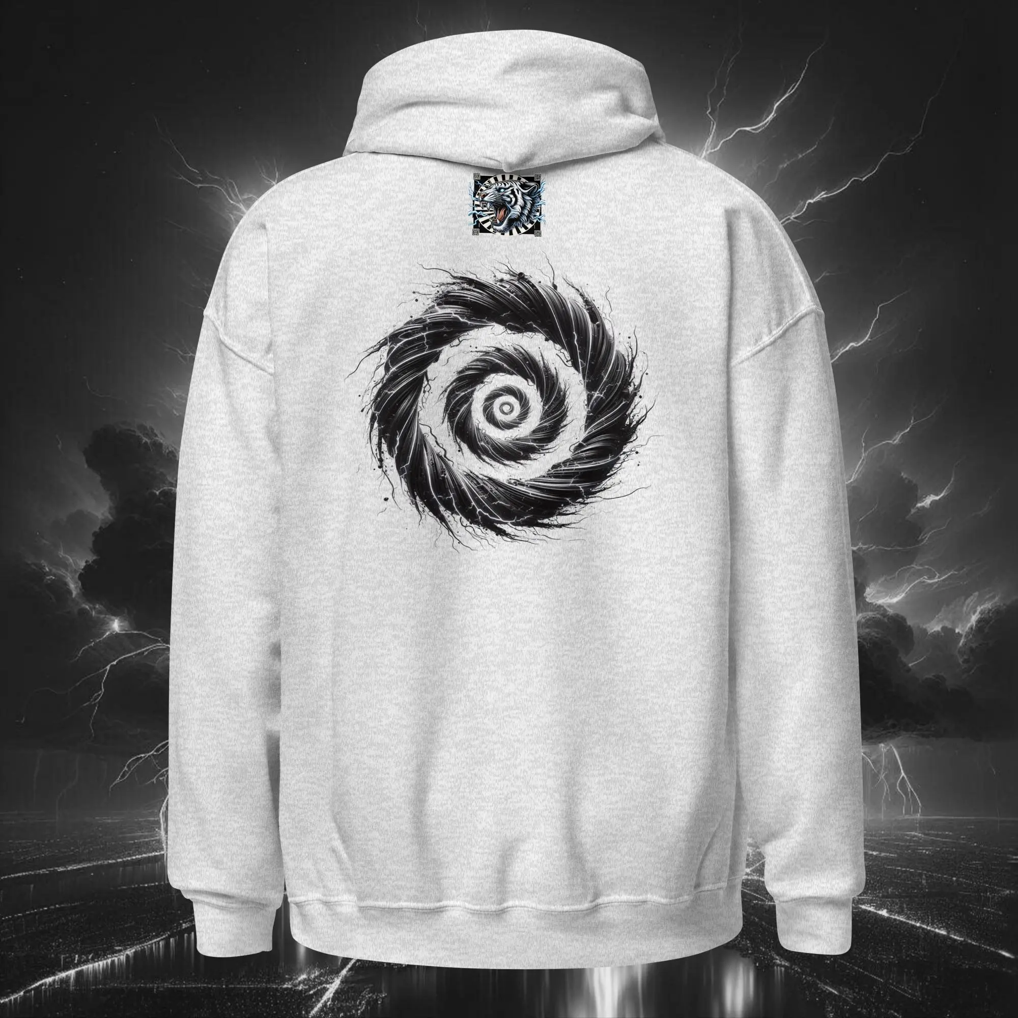 “Black Cat Electric Swirl” Unisex Hoodie - Image 6