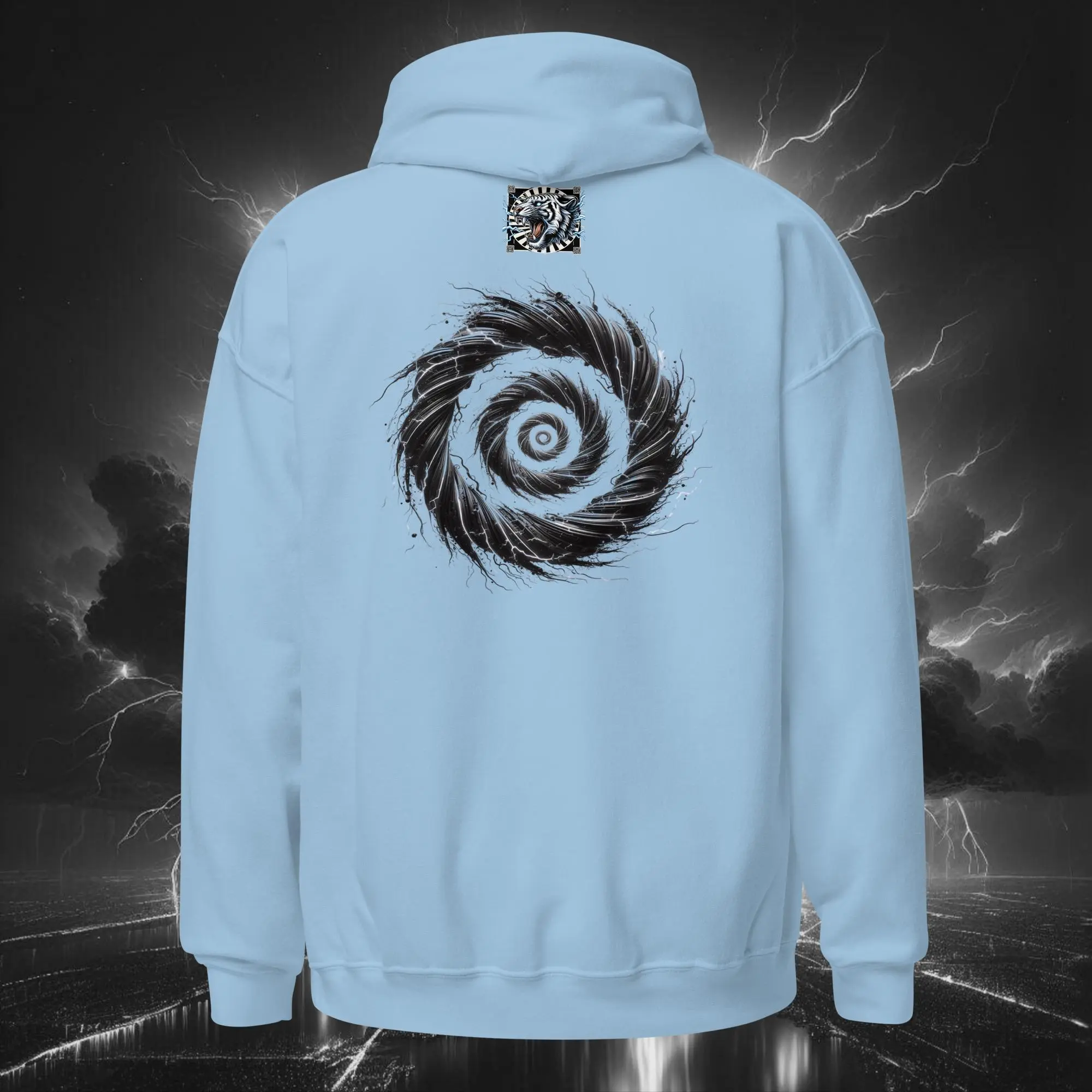 “Black Cat Electric Swirl” Unisex Hoodie - Image 2