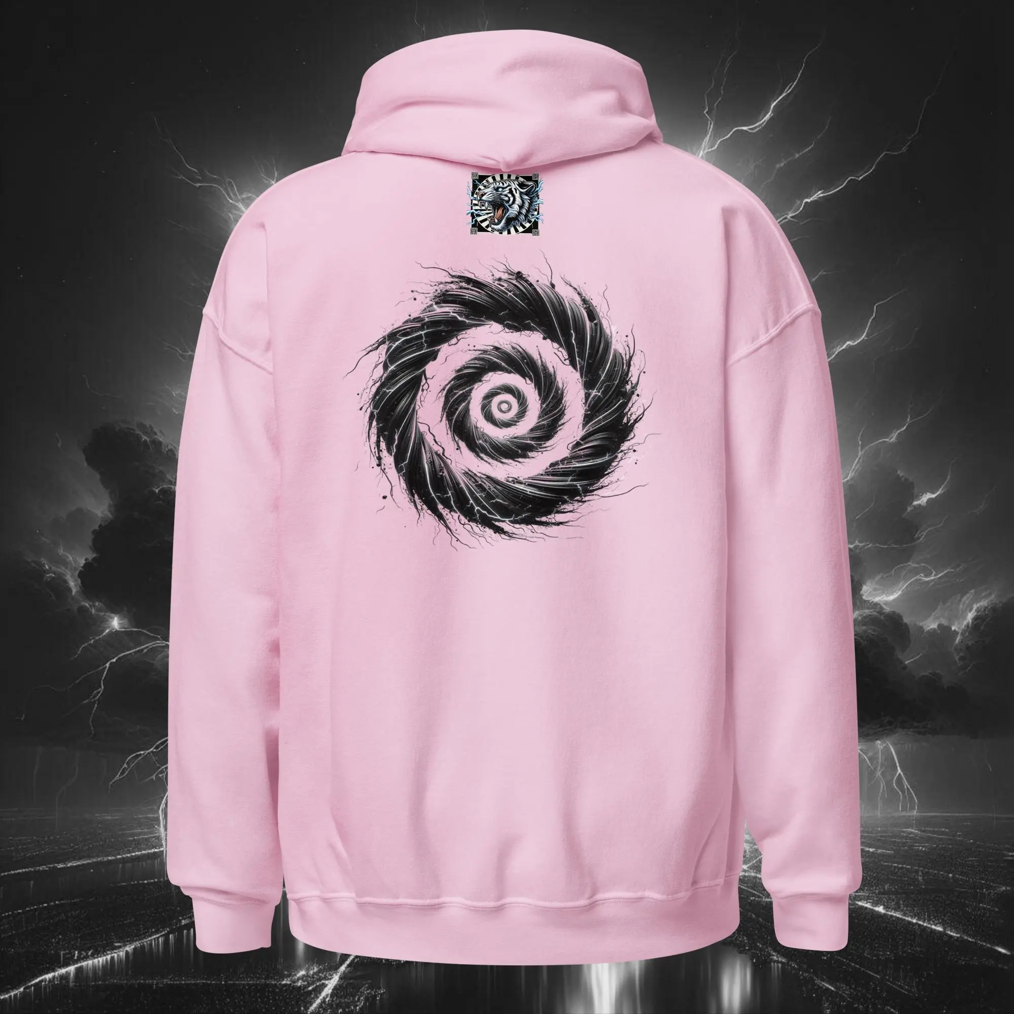 “Black Cat Electric Swirl” Unisex Hoodie - Image 3