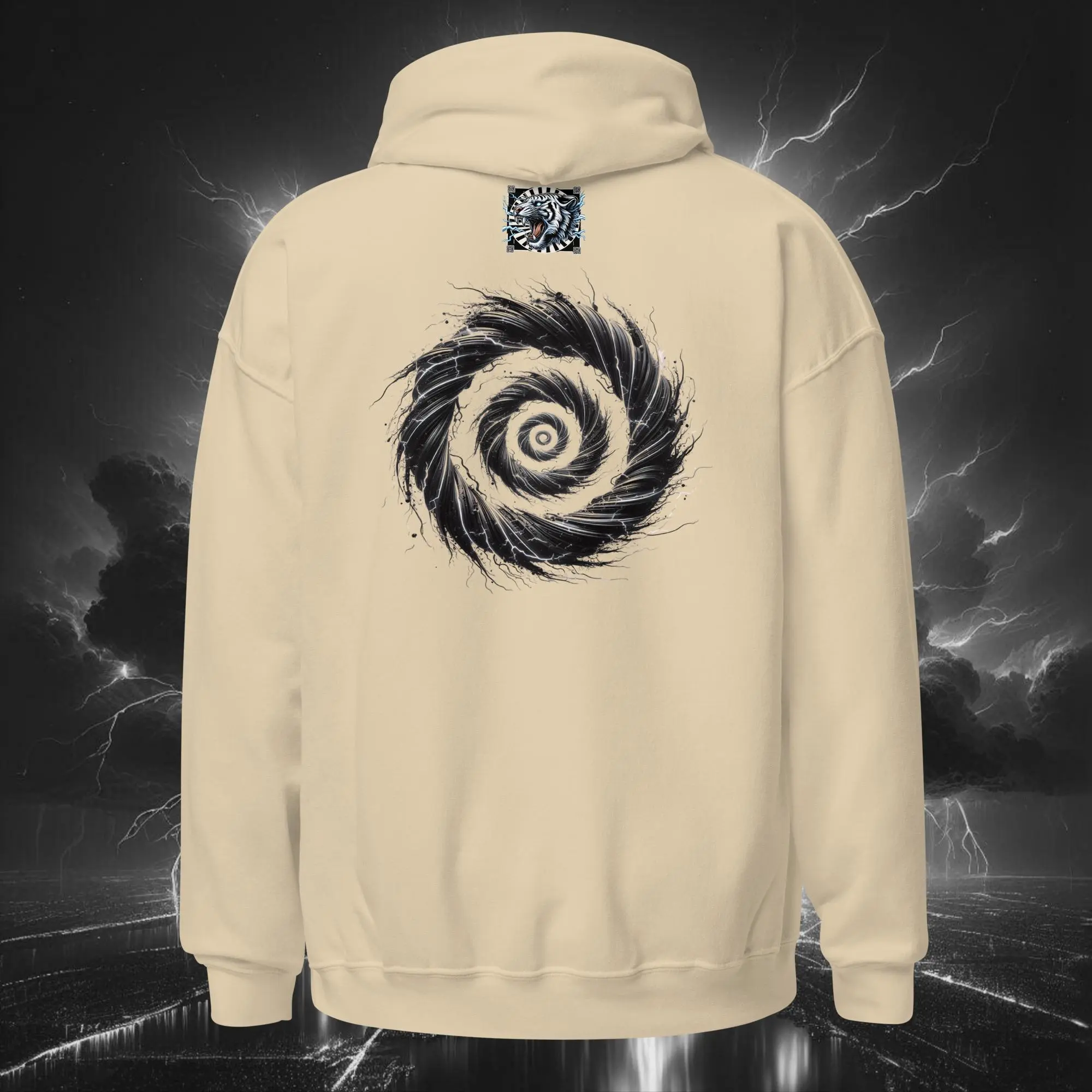 “Black Cat Electric Swirl” Unisex Hoodie - Image 4