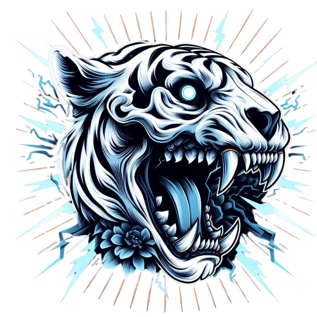 Thunderclap ink's White Tiger Roaring Head Hoddies Page