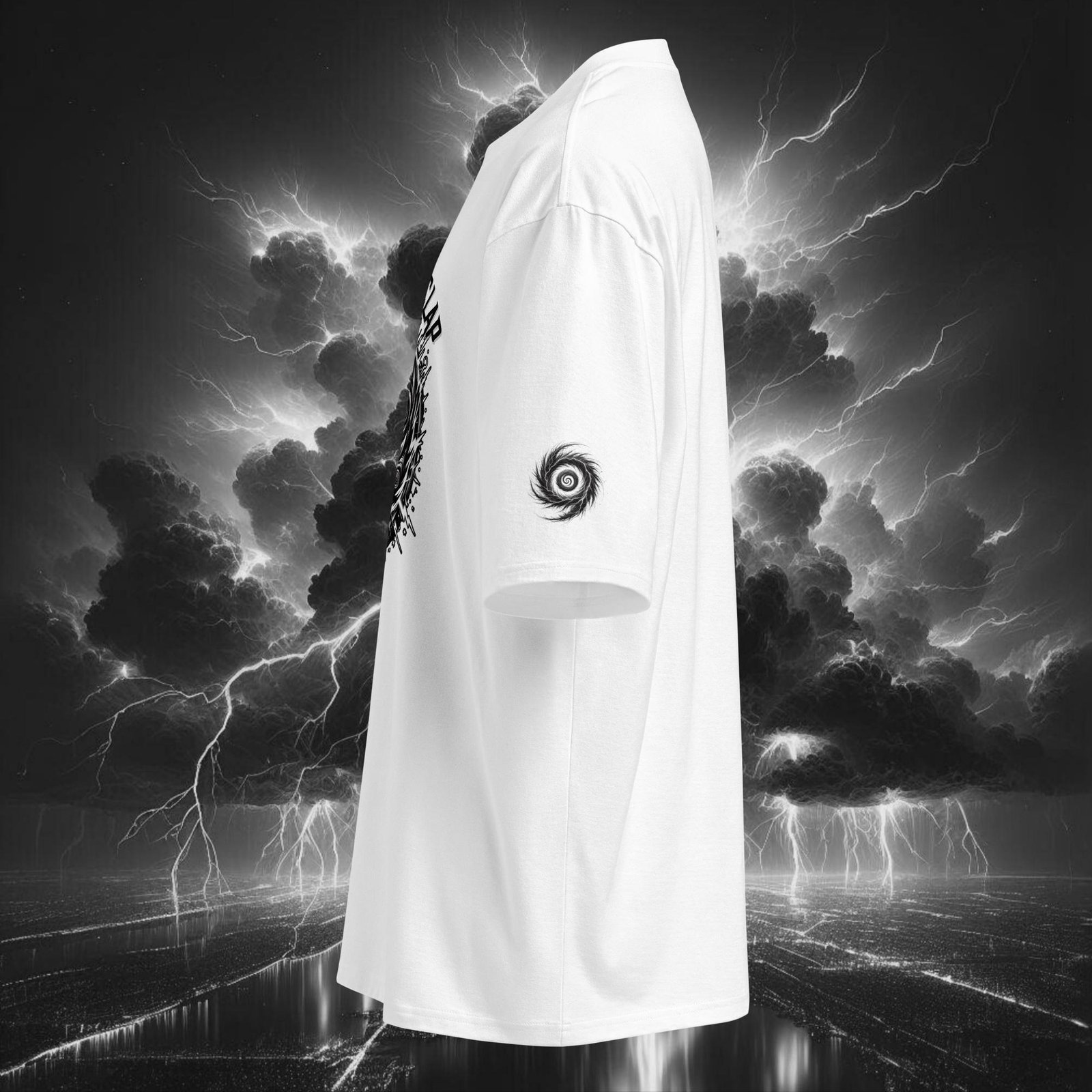 “Black Cat Electric Swirl” Unisex Oversized Heavyweight T-Shirt - Image 2