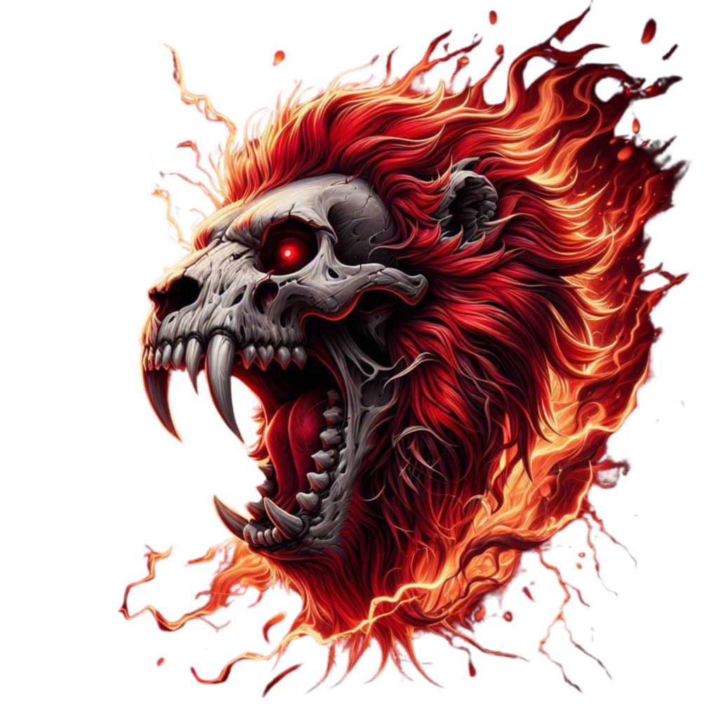 Thunderclap ink's Fire Lion Roaring Head Art and Accesories